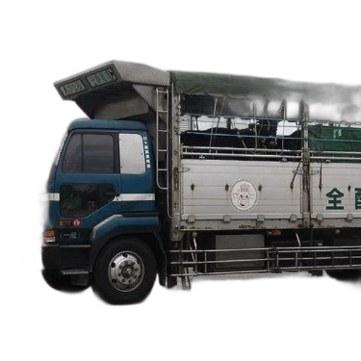 photorealistic, 3d render, concept art, blue, white, truck, green, canopy transparent PNG cut-out