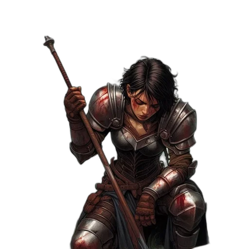 weapon, sword, staff, concept art, fantasy art, comic book art, photorealistic, female transparent PNG cut-out