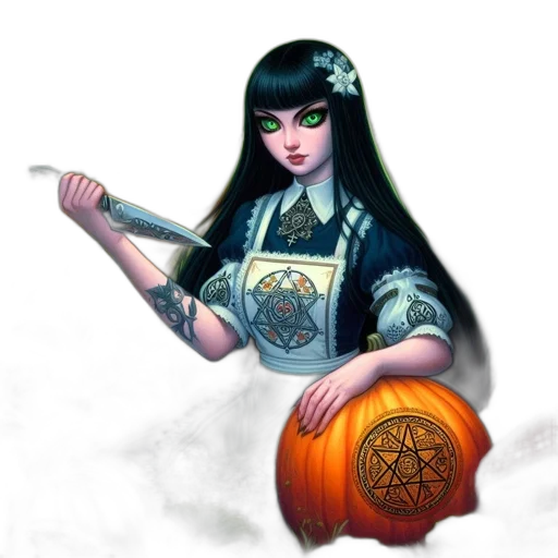 staff, fantasy art, concept art, pixel art, comic book art, monochrome, woman, long transparent PNG cut-out