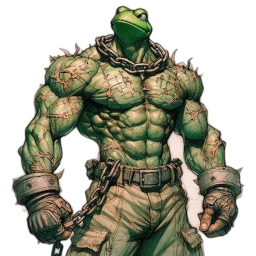 animal, creature, concept art, comic book art, fantasy art, 3d render, green, muscular transparent PNG cut-out