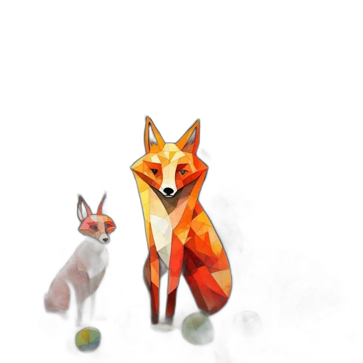 animal, concept art, pixel art, fantasy art, watercolor, three, geometrically, styled transparent PNG cut-out