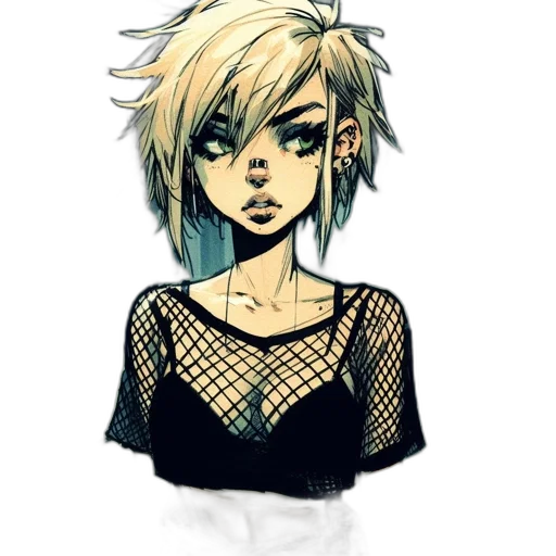 dress, face, hair, mask, cartoon, anime, watercolor, concept art transparent PNG cut-out