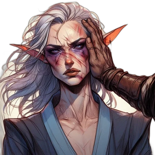staff, face, fantasy art, concept art, comic book art, watercolor, blue, pastel transparent PNG cut-out