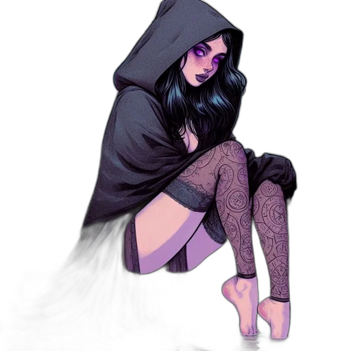 dress, mask, jacket, concept art, comic book art, fantasy art, watercolor, neon lights transparent PNG cut-out