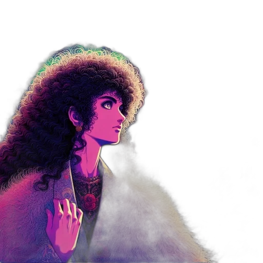 hair, jacket, face, concept art, fantasy art, watercolor, comic book art, fog transparent PNG cut-out