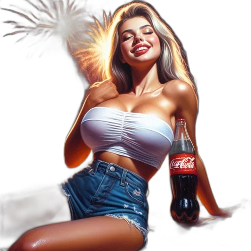 bottle, photorealistic, comic book art, concept art, oil painting, neon lights, fire, young transparent PNG cut-out