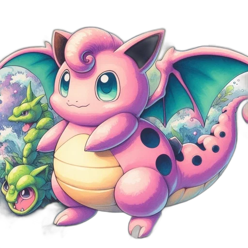 dragon, creature, animal, concept art, fantasy art, watercolor, 3d render, pastel transparent PNG cut-out