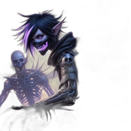 creature, mask, concept art, fantasy art, comic book art, pixel art, dark, blue transparent PNG cut-out