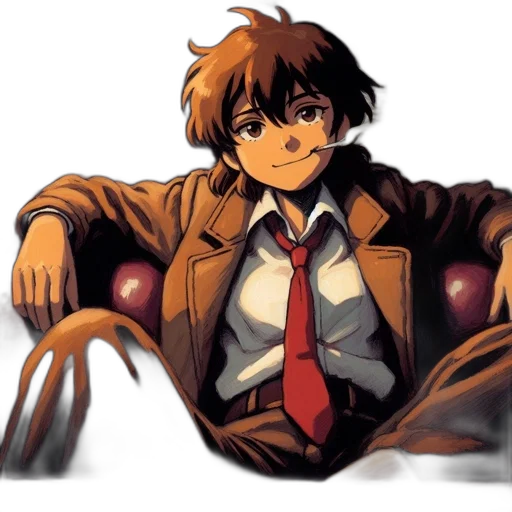 jacket, anime, concept art, comic book art, pixel art, red, animated, man transparent PNG cut-out