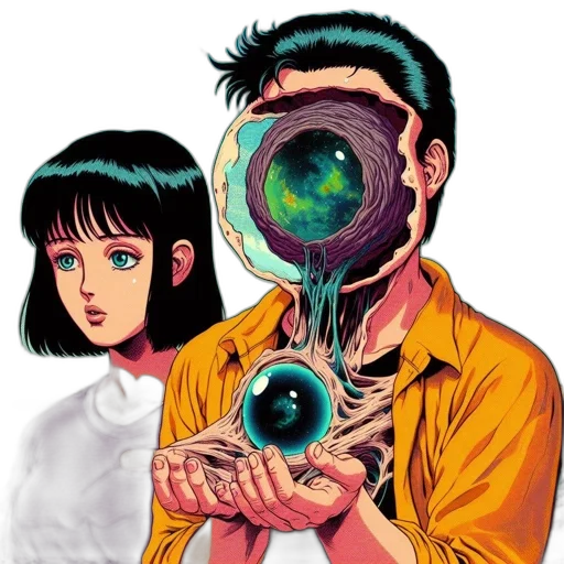 mask, robot, face, comic book art, cyberpunk, concept art, vaporwave, outer space transparent PNG cut-out