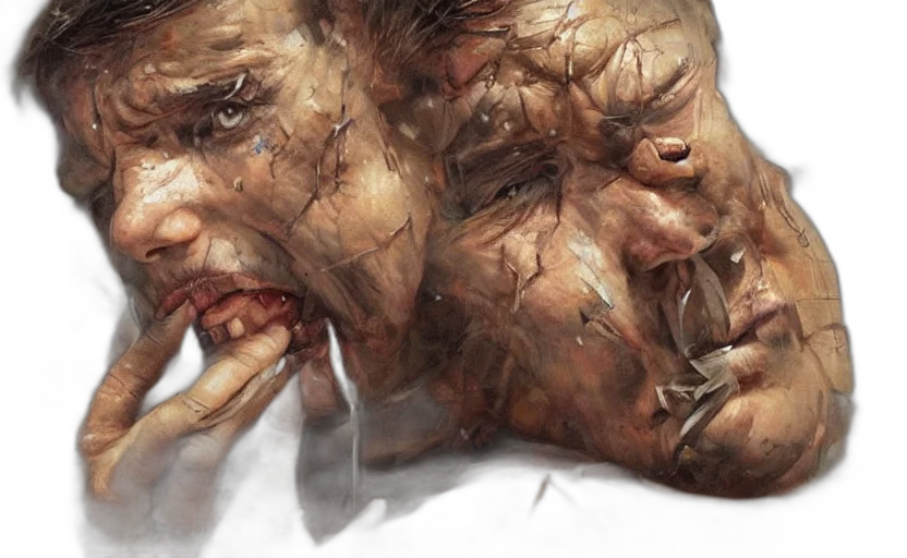 face, concept art, photorealistic, comic book art transparent PNG cut-out
