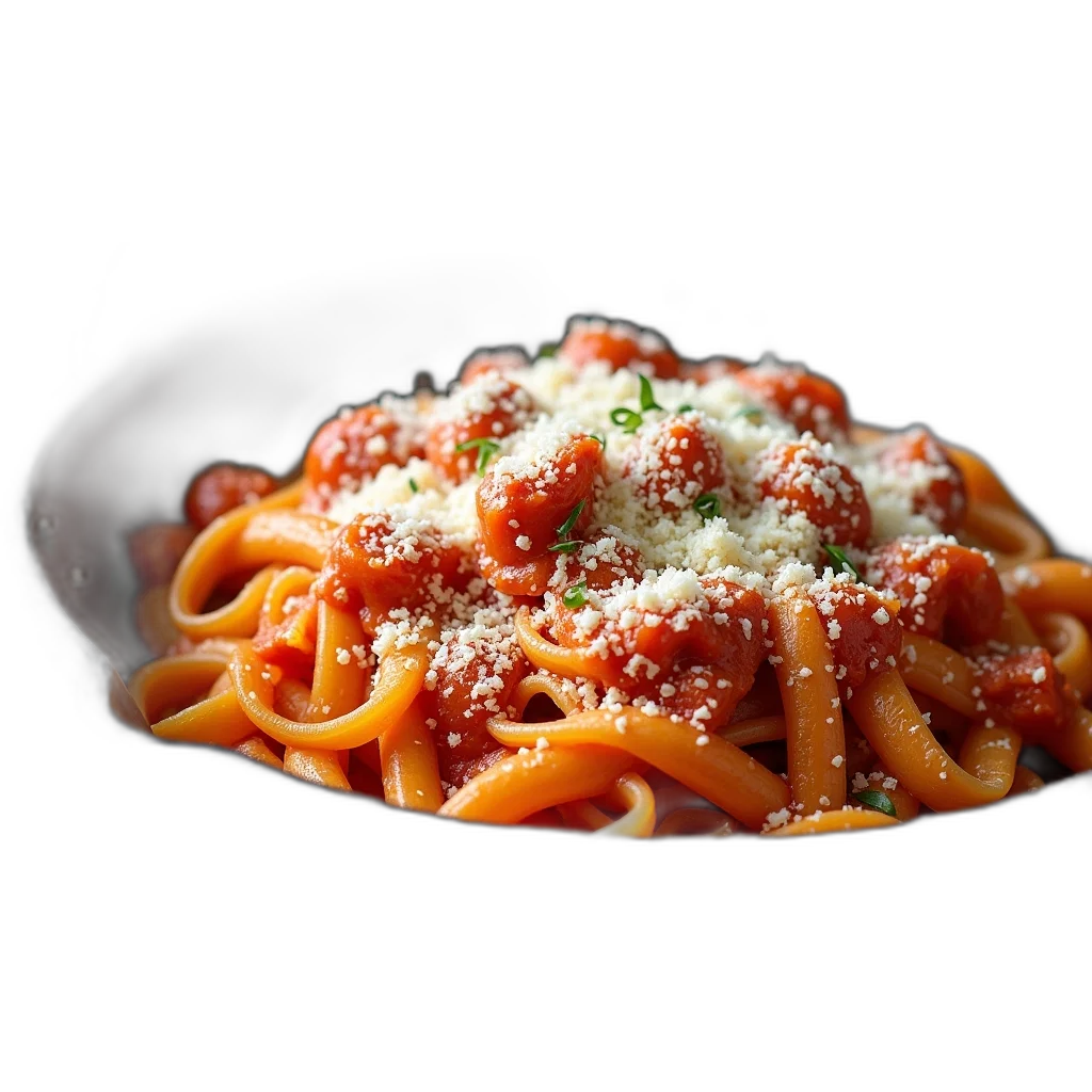 food, animal, photorealistic, 3d render, plate, pasta, tomato, sauce transparent PNG cut-out