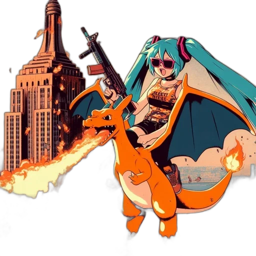 dragon, weapon, animal, anime, concept art, cartoon, pixel art, fire transparent PNG cut-out