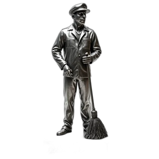 staff, jacket, hat, robot, photorealistic, 3d render, concept art, pencil sketch transparent PNG cut-out