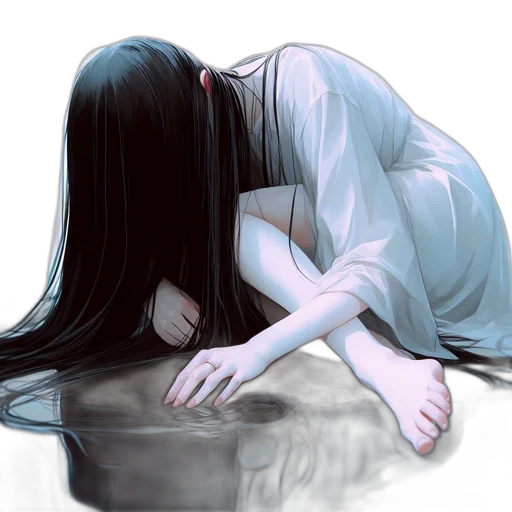 mask, dress, hair, face, concept art, anime, watercolor, photorealistic transparent PNG cut-out