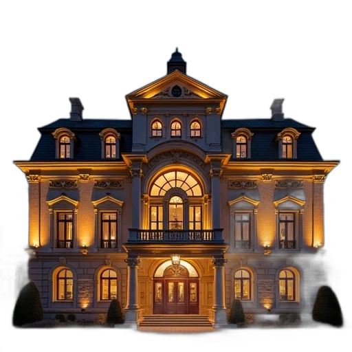 building, concept art, 3d render, photorealistic, pixel art, night, fog, city street transparent PNG cut-out