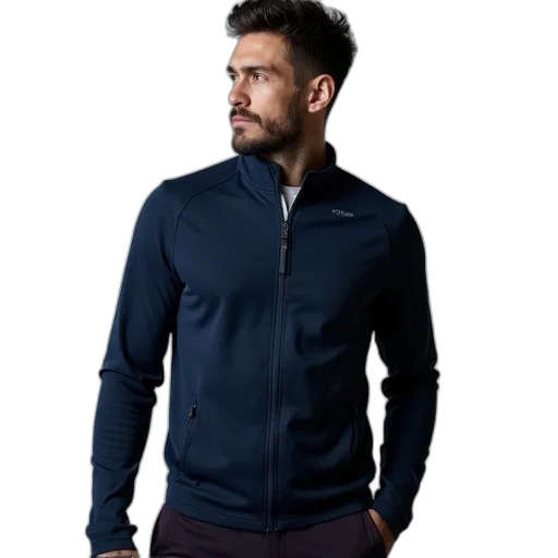 jacket, man, wearing, dark, blue, long-sleeve, shirt, zipper transparent PNG cut-out