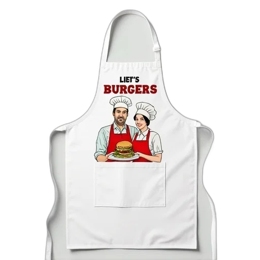 white, apron, pocket, front, loop, top, has, colorful transparent PNG cut-out