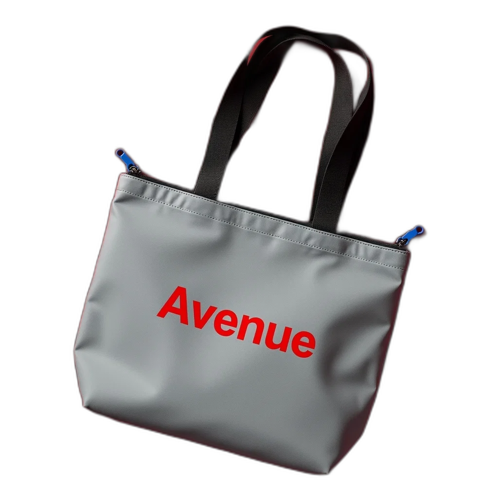 3d render, photorealistic, grey, avenue, tote, bag, black, strap transparent PNG cut-out