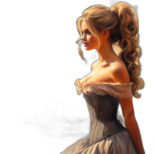 dress, fantasy art, concept art, photorealistic, oil painting, golden, earth tones, dark transparent PNG cut-out