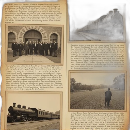 concept art, fog, fire, collection, vintage, photographs, text, arranged transparent PNG cut-out