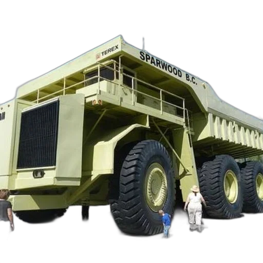 weapon, 3d render, concept art, large, green, terex, mining, truck transparent PNG cut-out