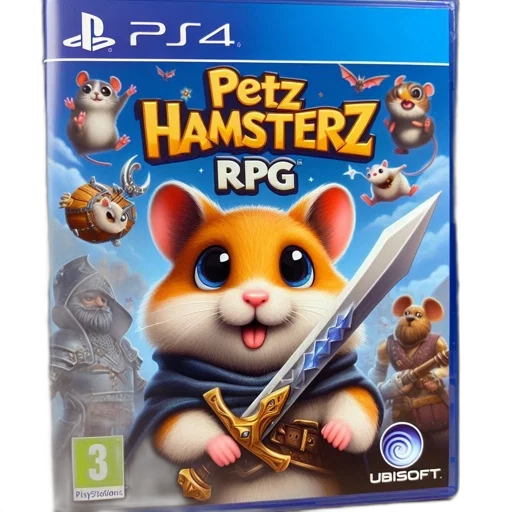concept art, 3d render, cover, art, features, hamster, hero, wielding transparent PNG cut-out