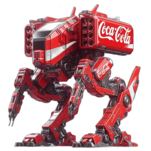 robot, weapon, concept art, 3d render, red, white, robotic, vehicle transparent PNG cut-out