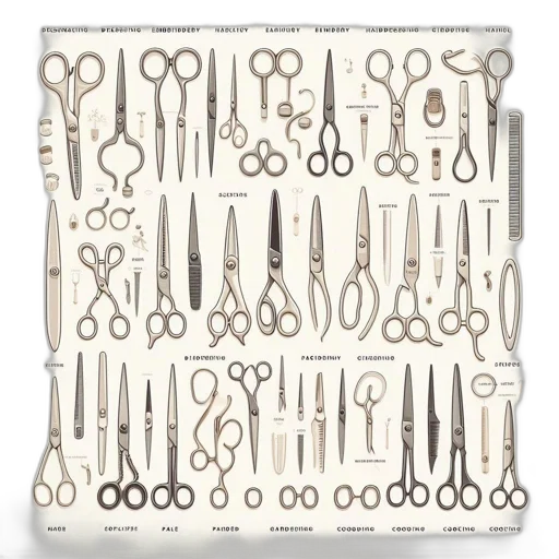jewelry, furniture, crown, array, different, types, scissors, displayed transparent PNG cut-out