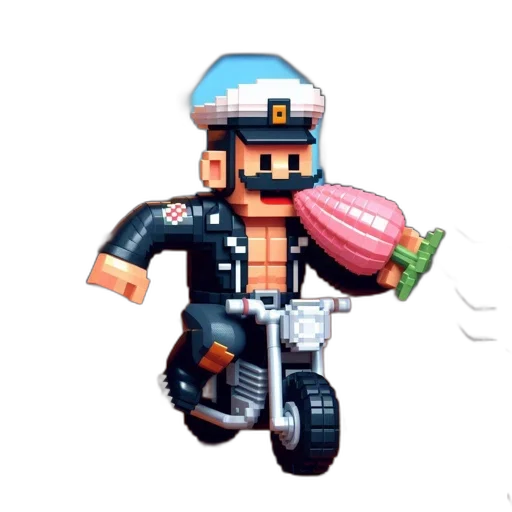 robot, weapon, pixel art, concept art, 3d render, comic book art, pixelated, character transparent PNG cut-out