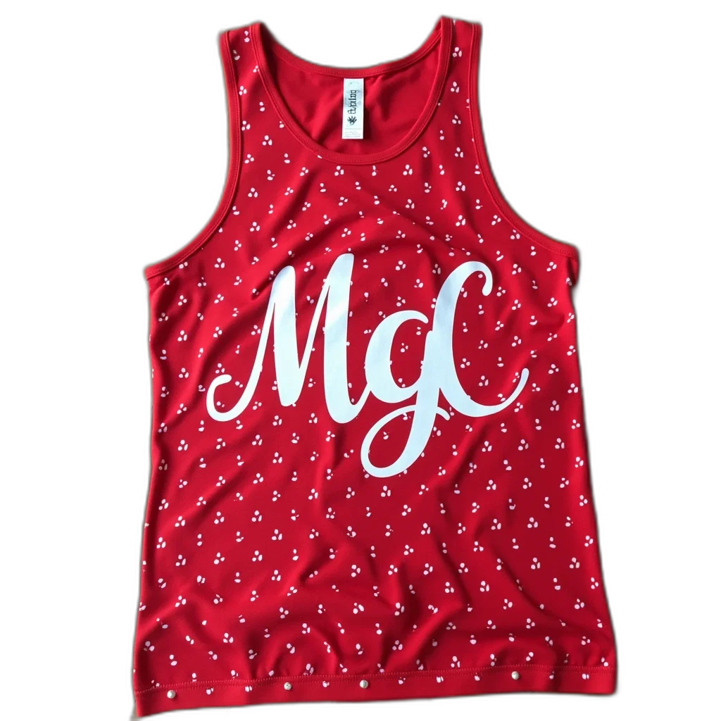 red, tank, top, white, polka, dot, pattern, initials transparent PNG cut-out