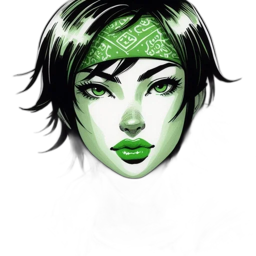 mask, face, fantasy art, comic book art, pixel art, photorealistic, green, neon transparent PNG cut-out