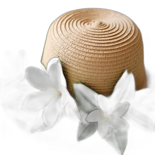 hat, flower, jewelry, crown, 3d render, photorealistic, straw, adorned transparent PNG cut-out