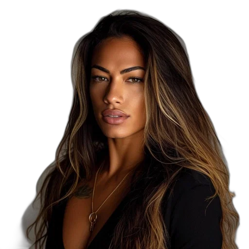 hair, face, photorealistic, close-up, portrait, attractive, woman, long transparent PNG cut-out
