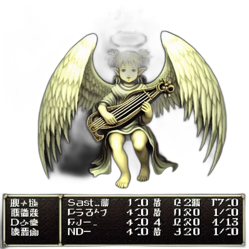concept art, pixel art, golden, dark, angelic, figure, long, blond transparent PNG cut-out