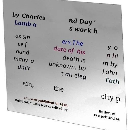poster, text, about, charles, lamb, work, mentioning, elegy transparent PNG cut-out