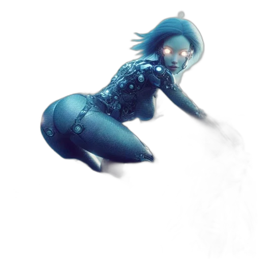 robot, dress, creature, concept art, fantasy art, comic book art, 3d render, underwater transparent PNG cut-out