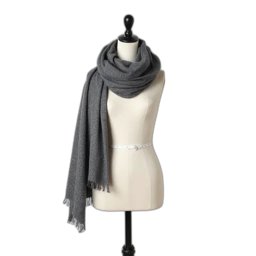 earth tones, monochrome, dark, grey, scarf, draped, over, mannequin transparent PNG cut-out