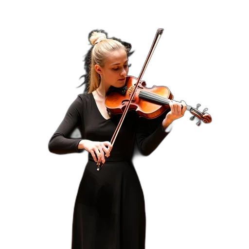 staff, dress, concept art, woman, blonde, hair, playing, violin transparent PNG cut-out