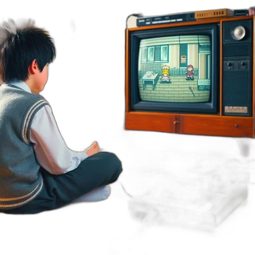 furniture, robot, 3d render, concept art, photorealistic, pixel art, boy, plays transparent PNG cut-out