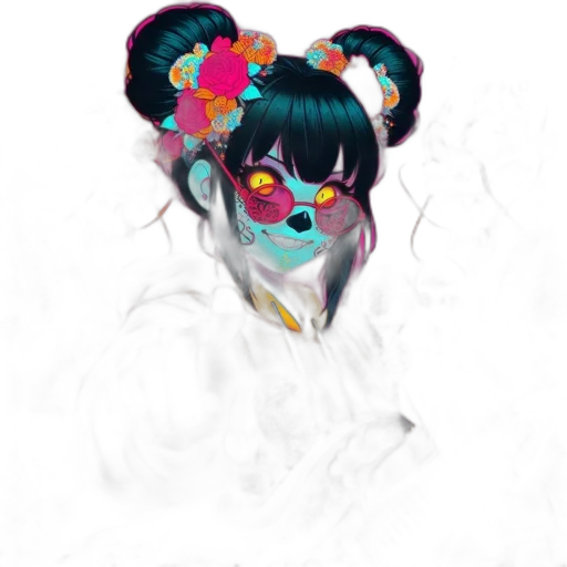 mask, face, flower, creature, concept art, anime, fantasy art, cyberpunk transparent PNG cut-out