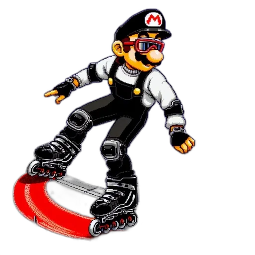 robot, 3d render, concept art, pixel art, cartoon, mario, styled, dark transparent PNG cut-out