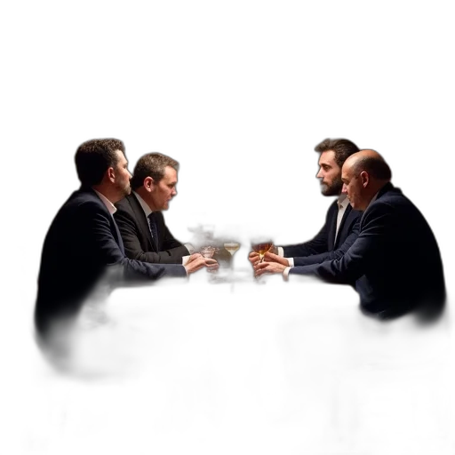 staff, furniture, four, men, sitting, press, club transparent PNG cut-out