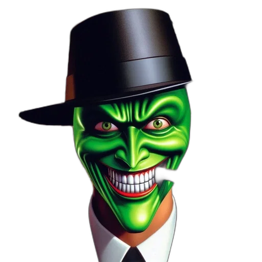 mask, face, hat, concept art, comic book art, photorealistic, joker, various transparent PNG cut-out