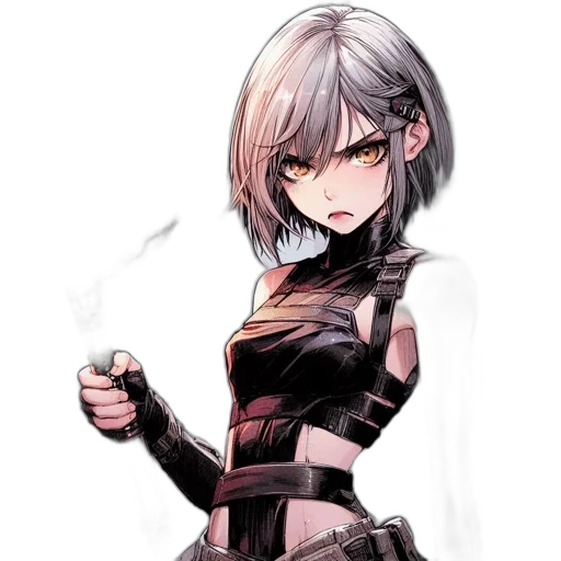 staff, weapon, robot, dress, cyberpunk, anime, concept art, pixel art transparent PNG cut-out