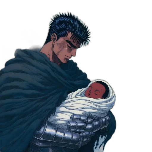 comic book art, concept art, bonding, moment, depicted, mature, man, spiky transparent PNG cut-out