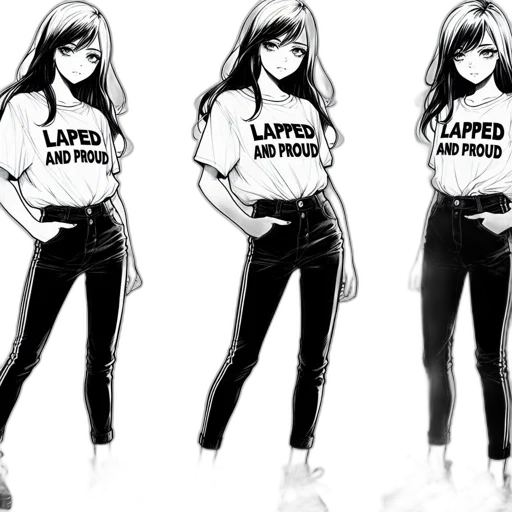 comic book art, cartoon, anime, concept art, monochrome, young, woman, white transparent PNG cut-out