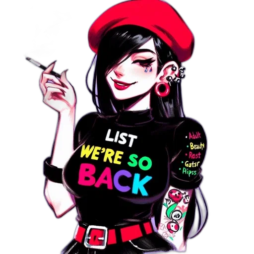 cartoon, concept art, vaporwave, anime, neon, red, illustration, features transparent PNG cut-out