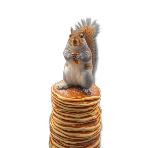 food, animal, hat, 3d render, photorealistic, squirrel, sits, atop transparent PNG cut-out