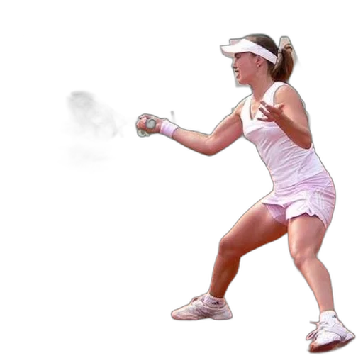 staff, photorealistic, fog, woman, white, tennis, outfit, playing transparent PNG cut-out